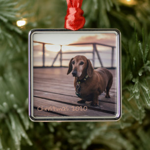 Customizable Holiday Pet Dog Dachshund Metal Ornament