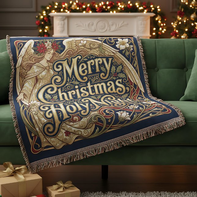Customizable Holy Night Angel Blessing  Throw Blanket (Creator Uploaded)