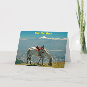 Customizable horse & volcano, Quito, Ecuador Card