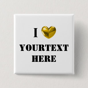 CUSTOMIZABLE I LOVE 15 CM SQUARE BADGE