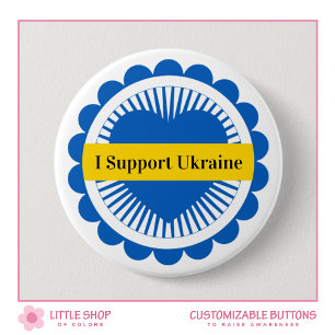Customizable I Support Ukraine 7.5 Cm Round Badge