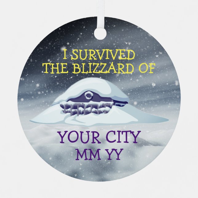 Customizable I survived the blizzard Metal Tree Decoration (Front)