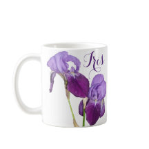 Customizable Iris girl name purple spring flowers