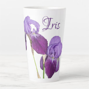 Customizable Iris girl name purple spring flowers  Latte Mug