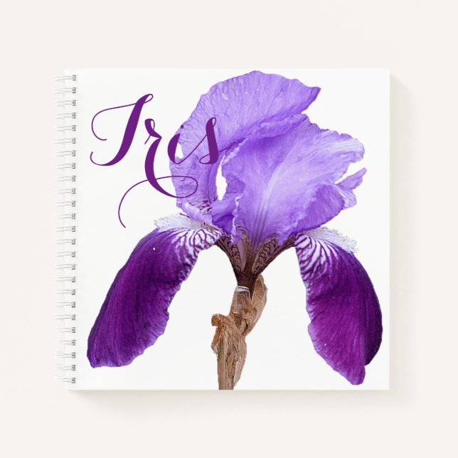 Customizable Iris name pretty purple iris floral Notebook (Front)