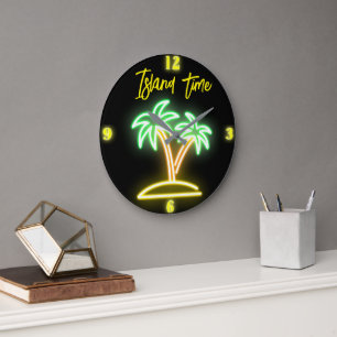 Customizable Island Time Neon Clock
