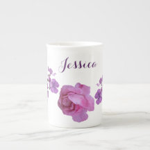 Customizable Jessica name pink rose purple floral