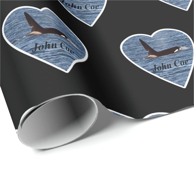 Customizable John Coe Orca Killer Whale Black  Wrapping Paper (Roll Corner)