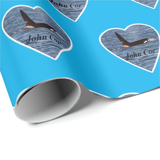 Customizable John Coe Orca Killer Whale Blue Wrapping Paper (Roll Corner)