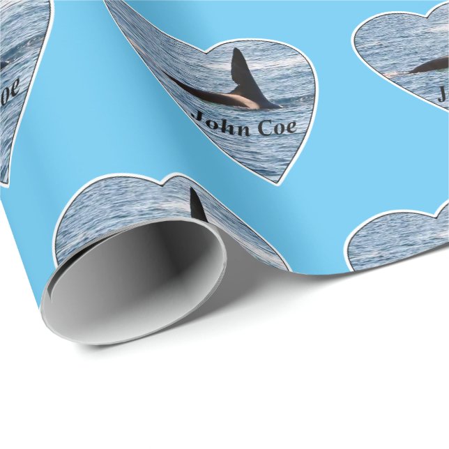 Customizable John Coe Orca Killer Whale Blue Wrapping Paper (Roll Corner)