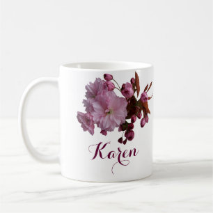 Customizable Karen name pink rose flowers boho Coffee Mug