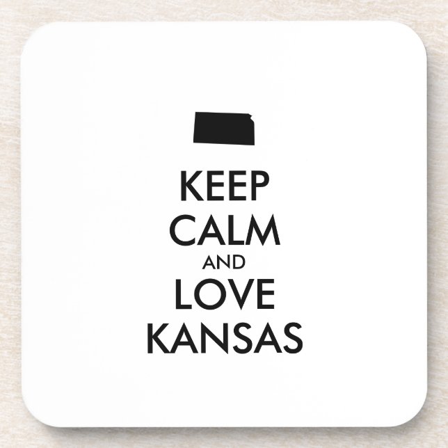 Customizable KEEP CALM and LOVE KANSAS Coaster (Front)