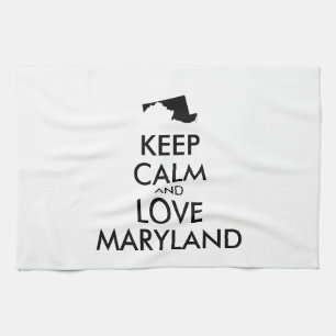 Customizable KEEP CALM and LOVE MARYLAND Tea Towel