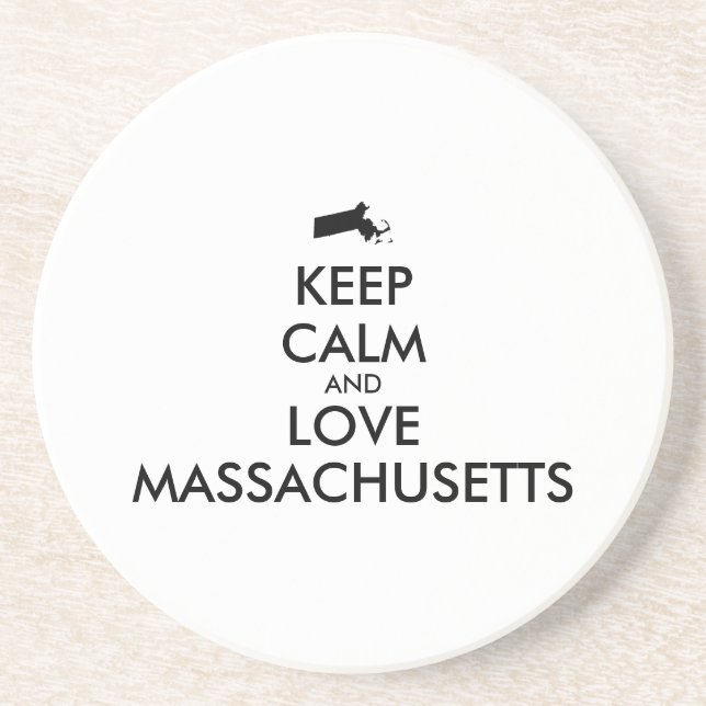 Customizable KEEP CALM and LOVE MASSACHUSETTS Coaster (Front)