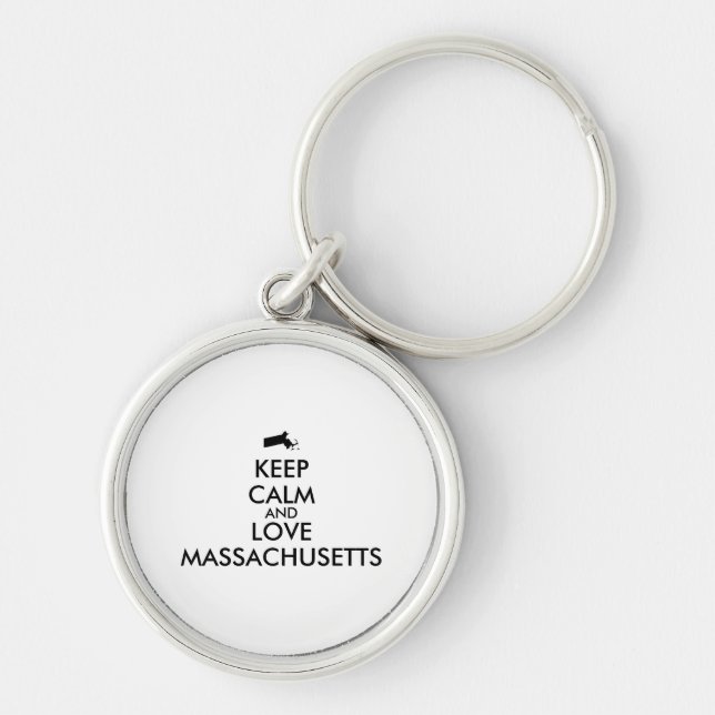 Customizable KEEP CALM and LOVE MASSACHUSETTS Key Ring (Front)