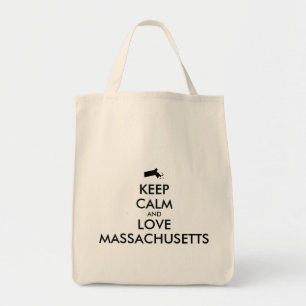 Customizable KEEP CALM and LOVE MASSACHUSETTS Tote Bag