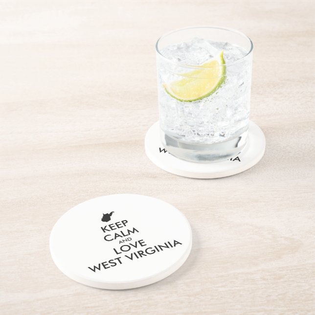 Customizable KEEP CALM and LOVE WEST VIRGINIA Coaster (Side)