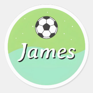 Customizable Kids Name Sticker– Soccer Ball Design Classic Round Sticker