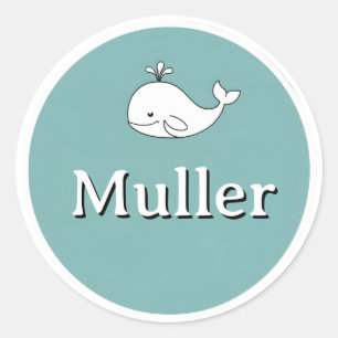 Customizable Kids Name Sticker – Whale Design