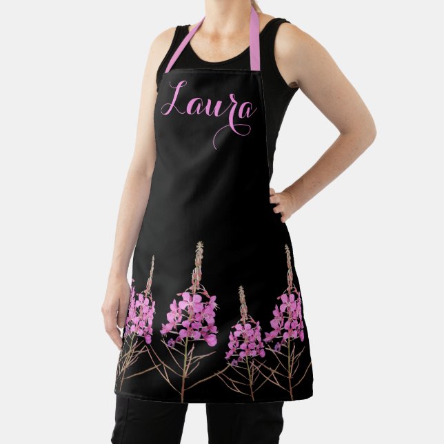 Customizable Laura name pretty pink floral stylish Apron (Insitu)