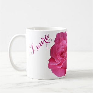 Customizable Laura name pretty pink rose floral Coffee Mug