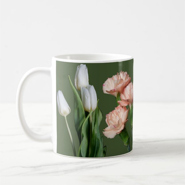 Customizable Lizzie name pretty pink flower floral Coffee Mug (Left)
