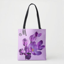 Customizable M monogram purple flowers boho girly 