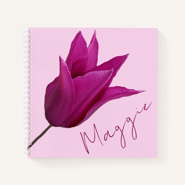 Customizable Maggie name pink floral girly diary Notebook (Front)