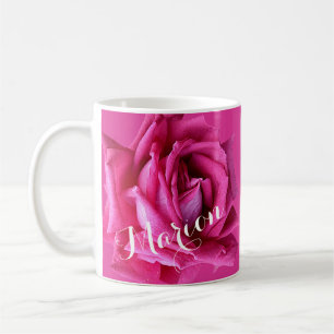 Customizable Marion name pink rose boho floral Coffee Mug
