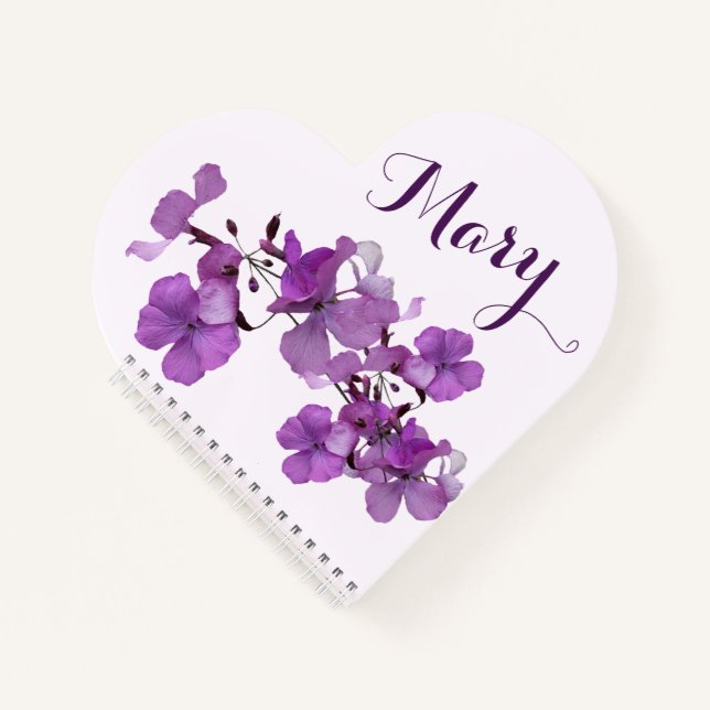 Customizable Mary name pretty purple floral simple Notebook (Front)