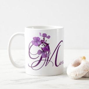 Customizable Miriam name purple flowers floral Coffee Mug