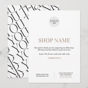 Customizable Modern Thank You Card for Shop Owners