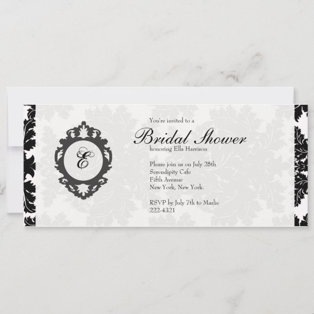 Customizable Monogram Bridal Shower Invitatation Invitation (Front)