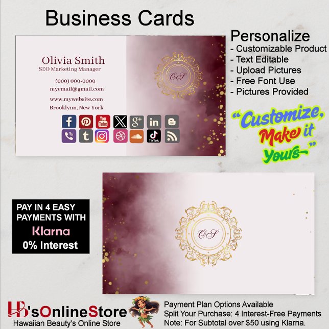 Customizable Monogram Elegant Business Cards 4 (Customizable Monogram Elegant Business Cards 4.)