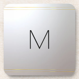 Customizable Monogram Initial Template Gold Silver Coaster