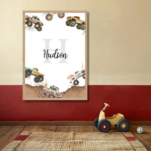 Customizable Monogram Name Monster Truck Poster