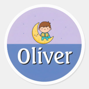 Customizable Moon & Stars Dreamy Kids Name Sticker