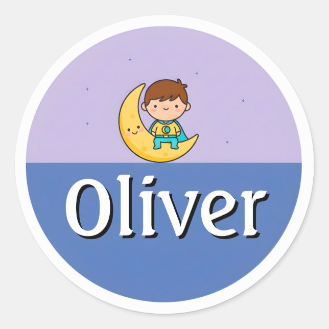 Customizable Moon & Stars Dreamy Kids Name Sticker (Front)