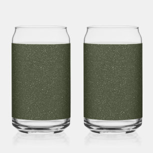 Customizable Moss Green Speckled Drinkware Set Can Glass