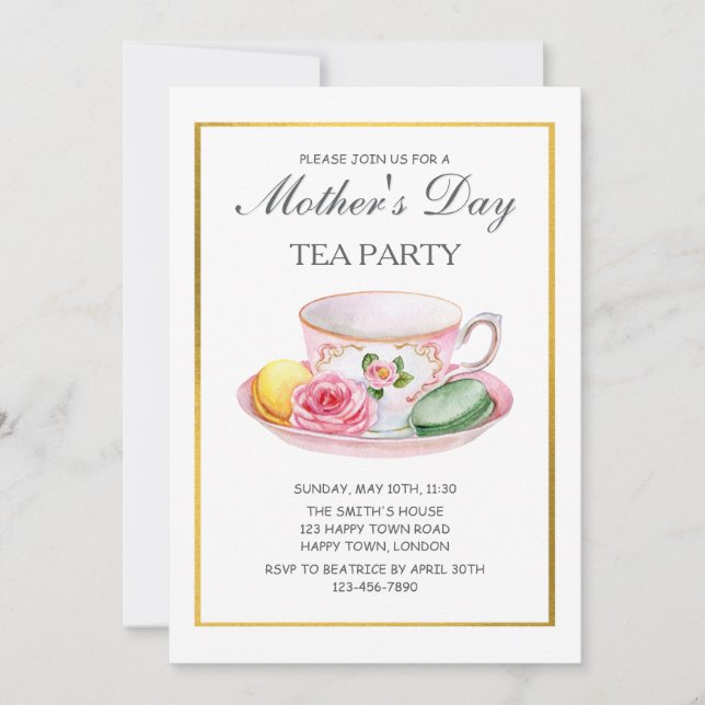 CUSTOMIZABLE MOTHER'S DAY TEA PARTY INVITATION (Front)