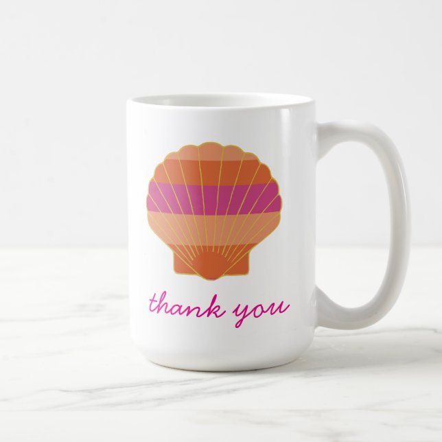 customizable mug with scallop shell and thank you (Right)