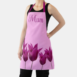Customizable Mum pretty pink tulip floral stylish Apron