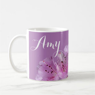 Customizable name Amy floral pretty purple pink  Coffee Mug