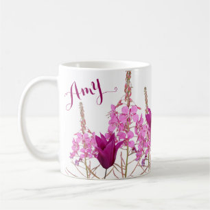 Customizable name Amy pink flowers boho floral fun Coffee Mug