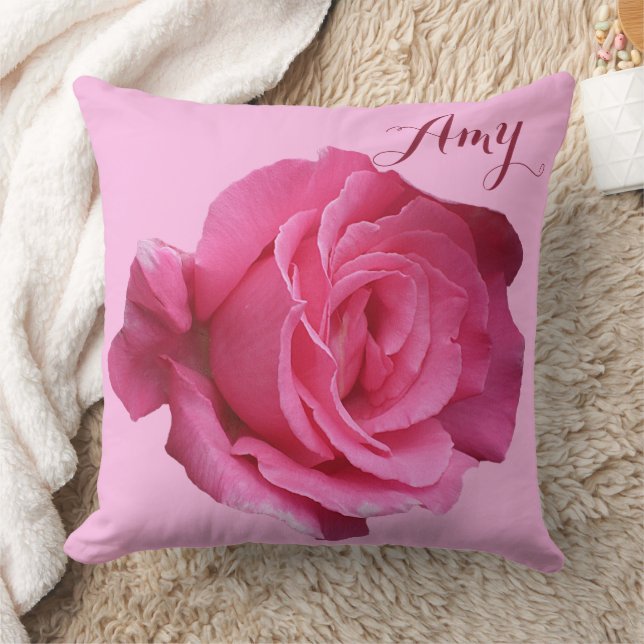 Customizable name Amy pretty pink rose floral boho Cushion (Blanket)