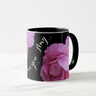 Customizable name Amy pretty pink roses love you Mug