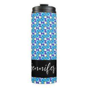Customizable name Blue orchids pattern Thermal Tumbler