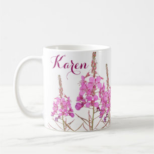 Customizable name Karen pretty pink flowers floral Coffee Mug