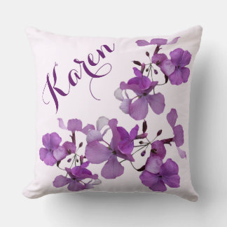 Customizable name Karen pretty purple floral boho Cushion