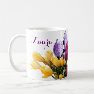 Customizable name Laura colourful spring flowers Coffee Mug